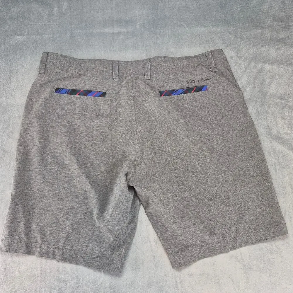 William Murray Mens 40 Straight Fit Stretch Golf Performance Shorts Gray Tartan